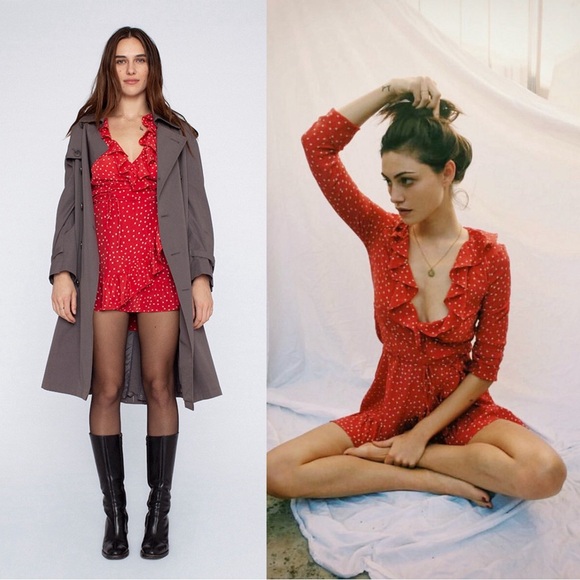 Realisation Par Dresses & Skirts - Réalisation • The Alexandra wrap silk mini dress Red Star print ruffled